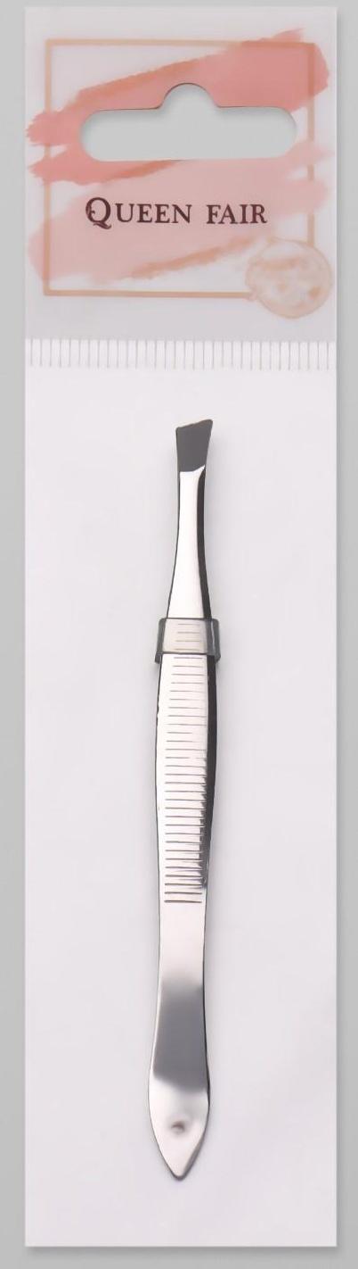 Пинцет скошенный, широкий, 8,5 см, цвет серебристый