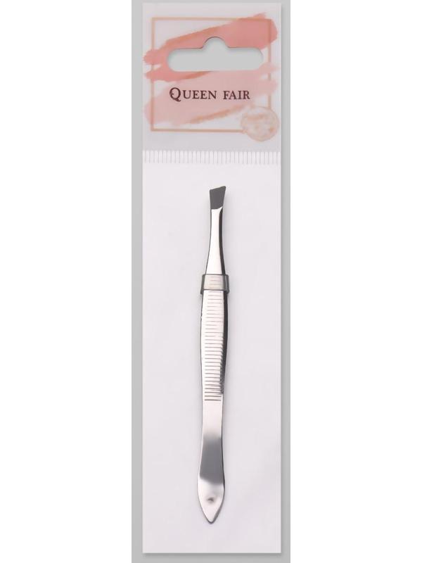 Пинцет скошенный, широкий, 8,5 см, цвет серебристый