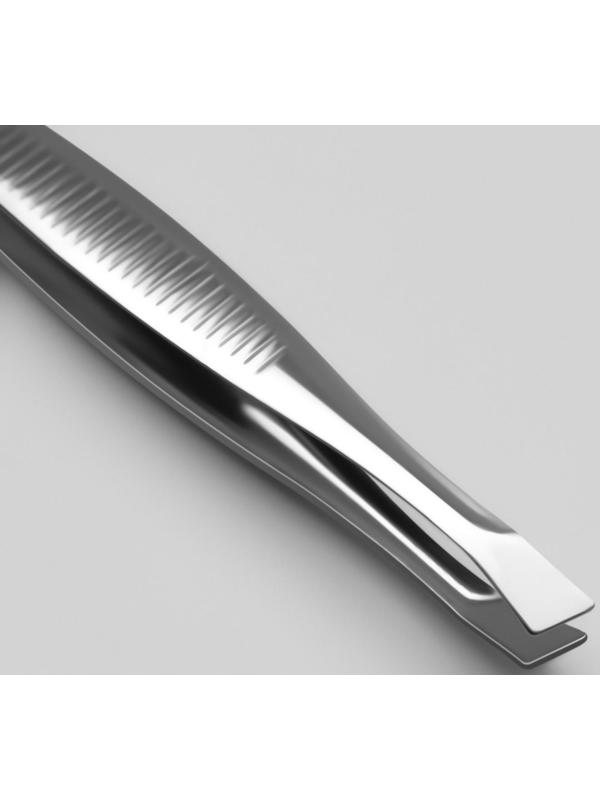 Пинцет скошенный, широкий, 8,5 см, цвет серебристый