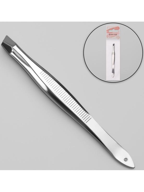 Пинцет скошенный, широкий, 8,5 см, цвет серебристый