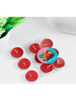 Набор свечей чайных ароматических, 6 шт, клубника