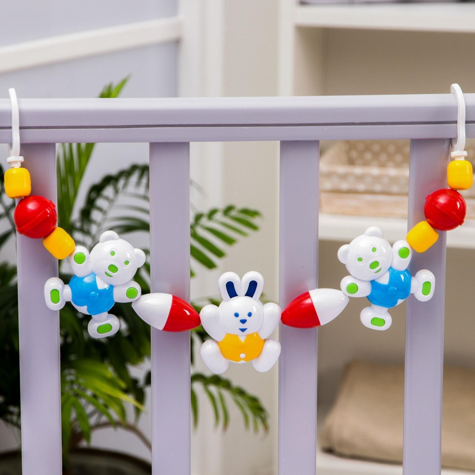 Растяжка на коляску/кроватку «Веселый зоопарк», цвет МИКС, р-р 49-77