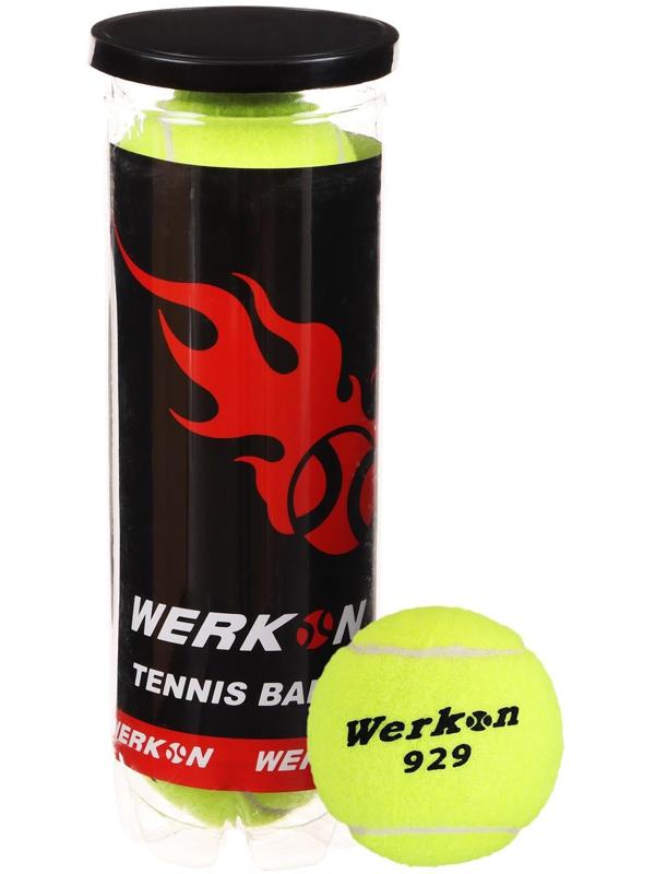 Мяч теннисный WERKON 929 в тубе, набор 3 шт