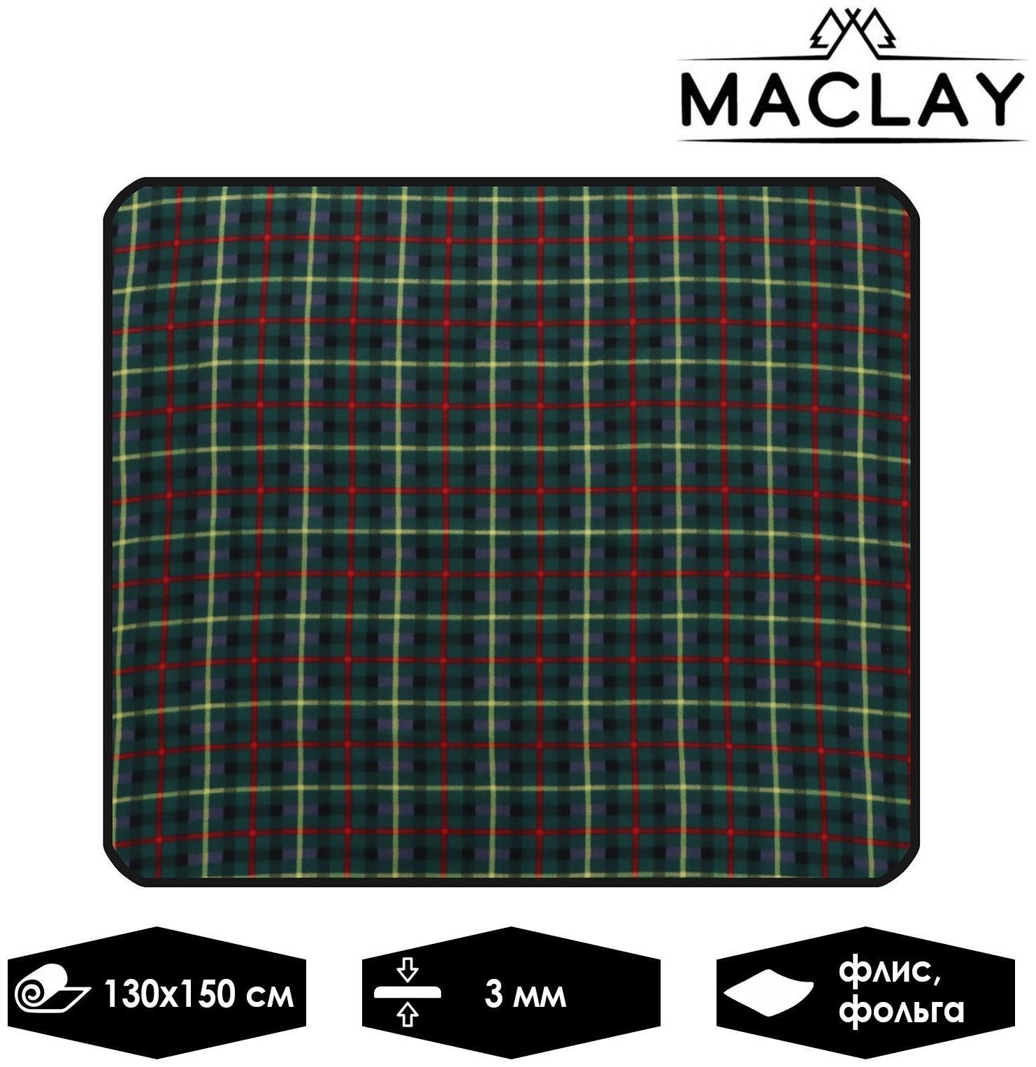 Коврик туристический, флис, р. 130 х 150 х 0.3 см, цвет МИКС