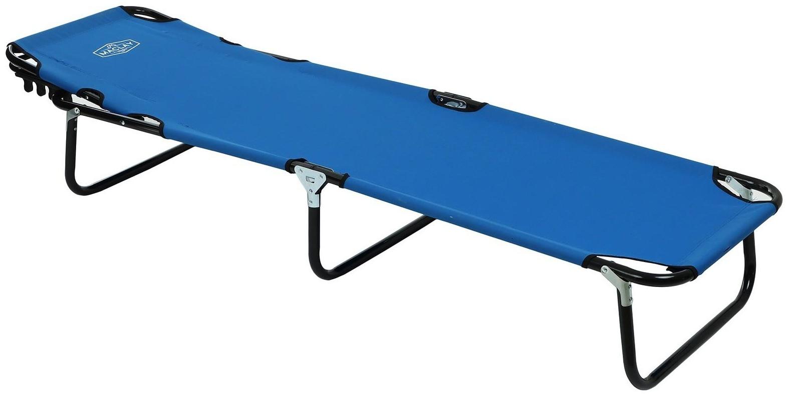Раскладушка туристическая, с регулируемой спинкой, р. 191 х 55 х 28 см, до 100 кг, цвет голубой