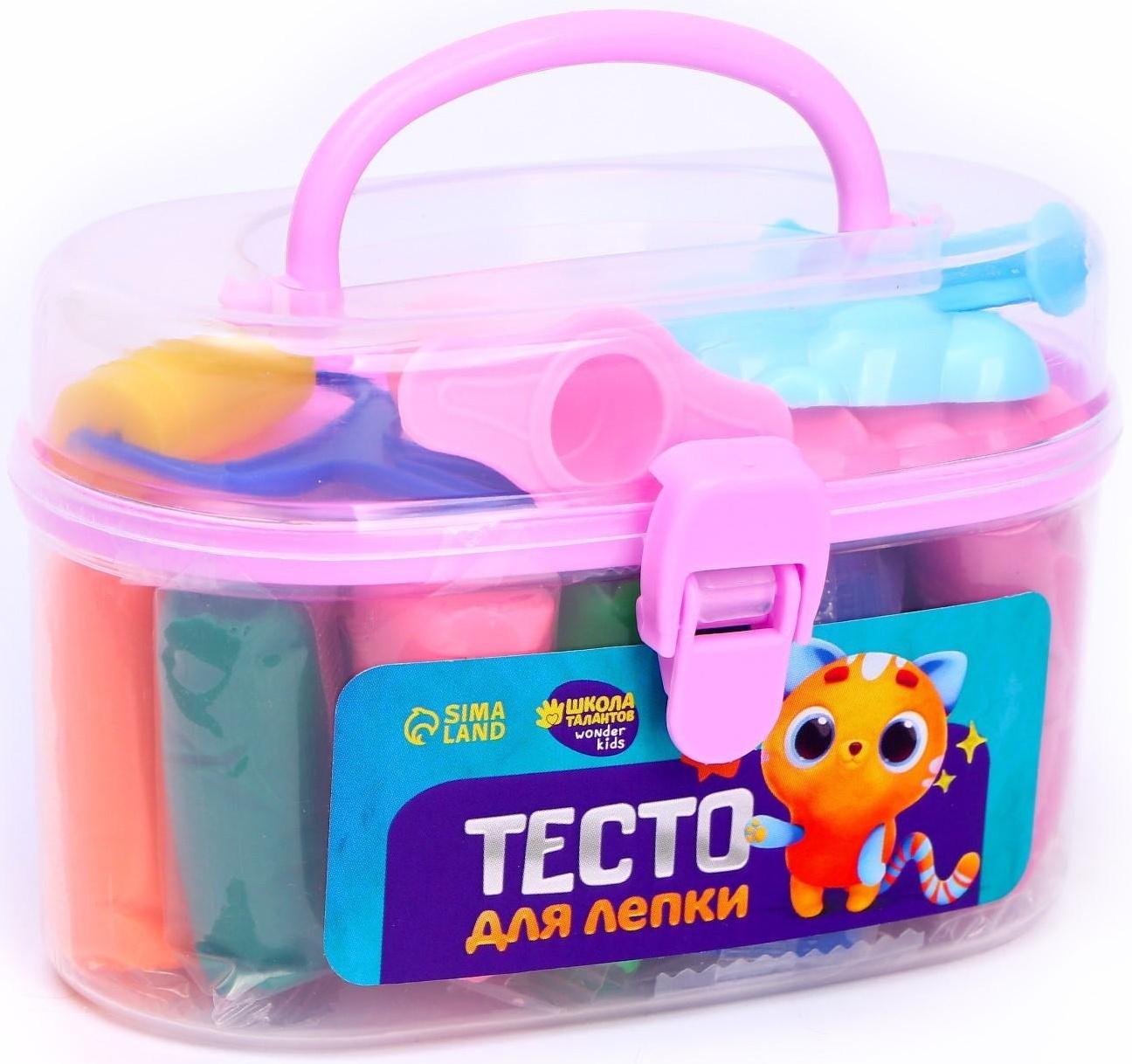 Тесто для лепки, 13 цветов, 200 г, 2 формочки, каток, шприц, цвета МИКС