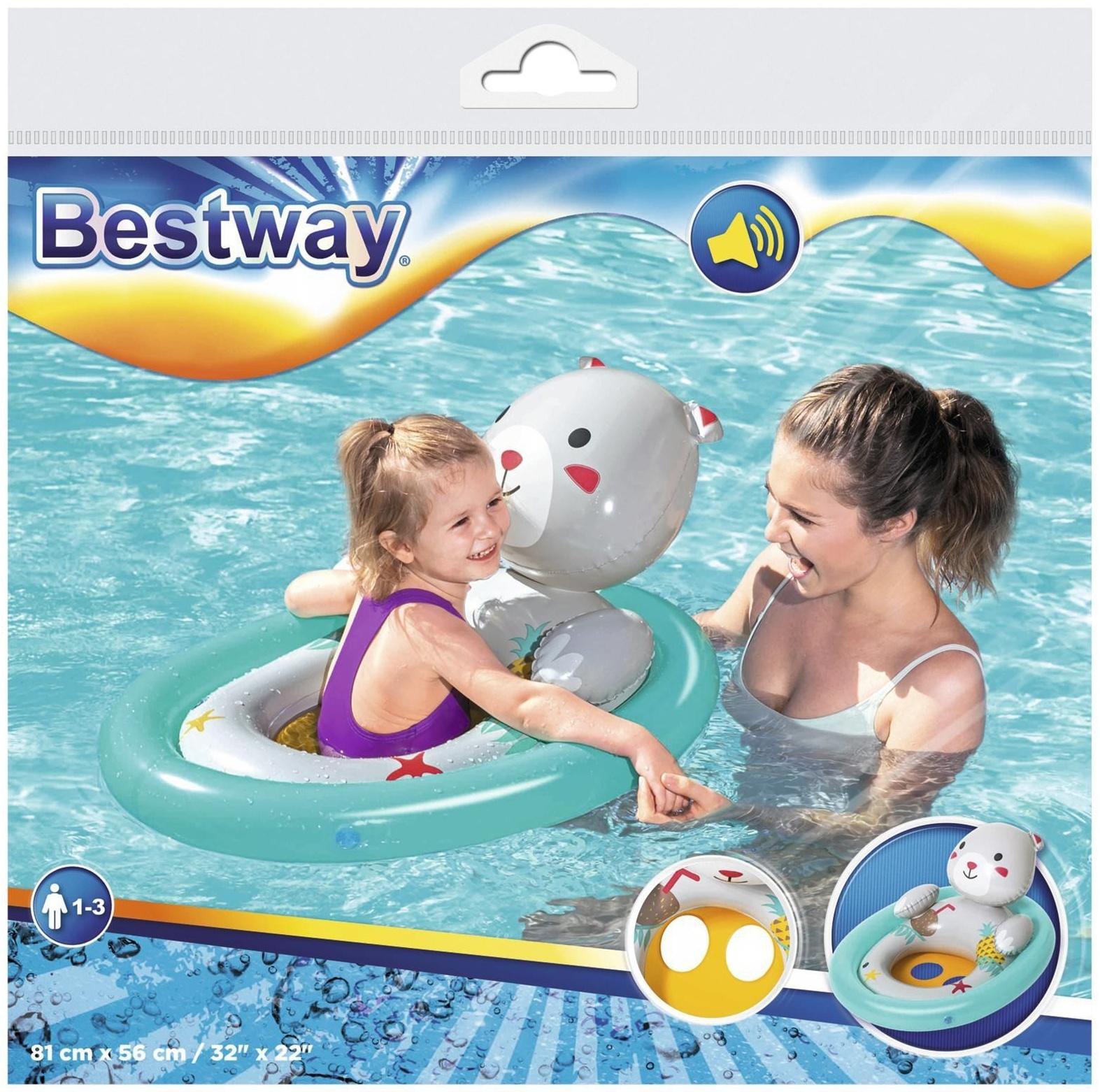Круг для плавания «Животные», с сиденьем, 81 х 56 см, от 1-3 лет, цвета МИКС, 34058 Bestway