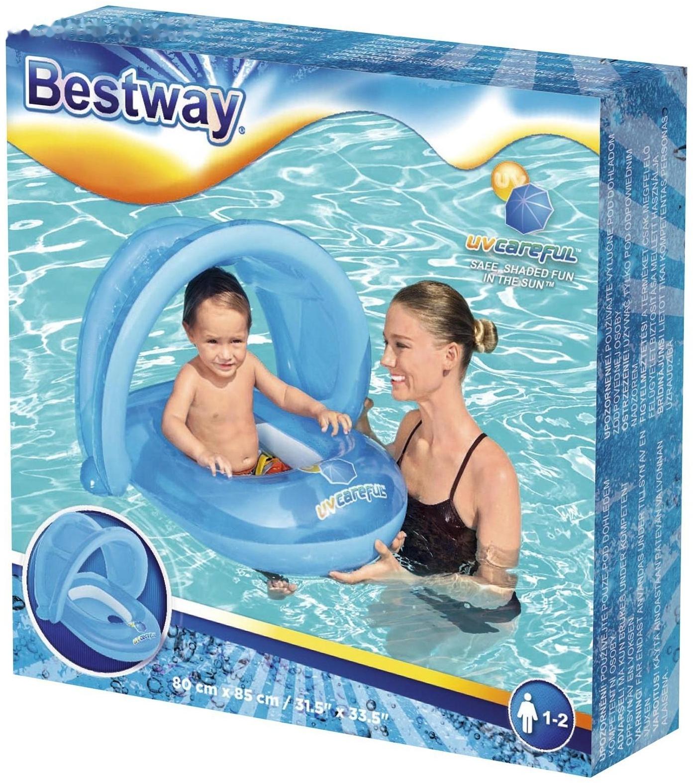 Круг для плавания с сиденьем и тентом от солнца, 80 х 85 см, цвета МИКС, 34091 Bestway