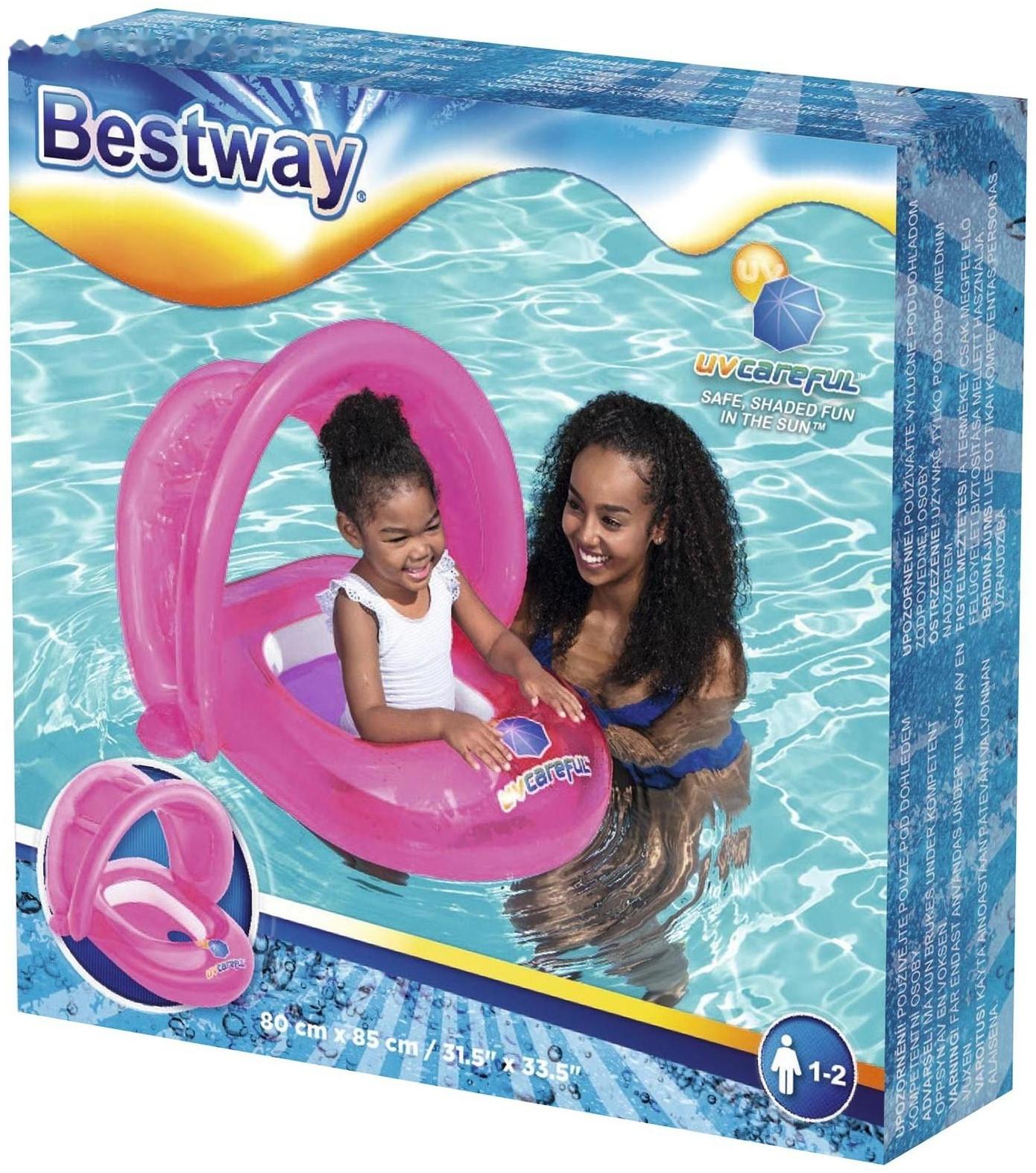 Круг для плавания с сиденьем и тентом от солнца, 80 х 85 см, цвета МИКС, 34091 Bestway