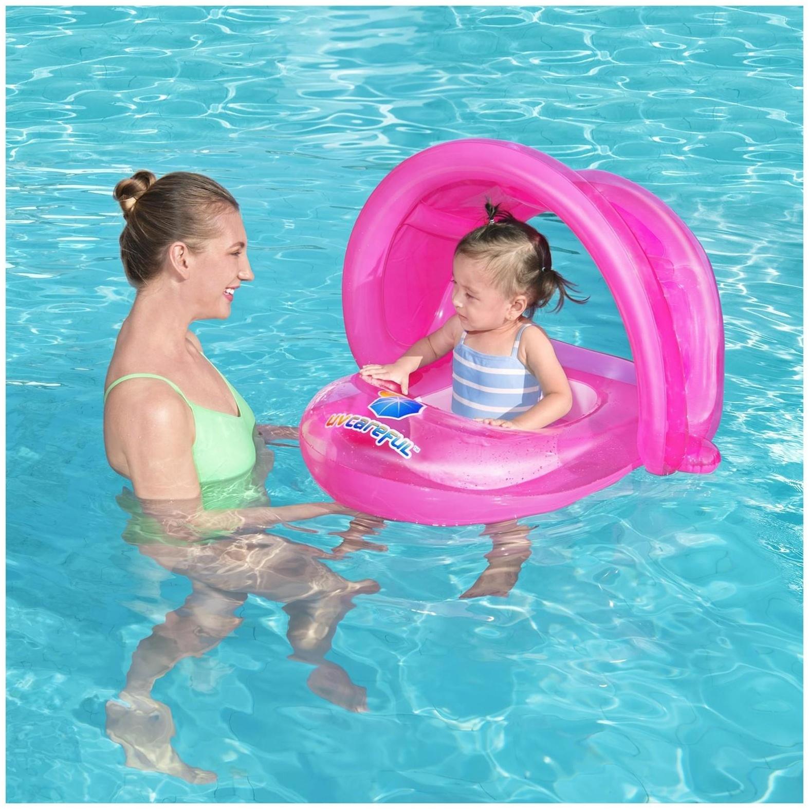 Круг для плавания с сиденьем и тентом от солнца, 80 х 85 см, цвета МИКС, 34091 Bestway