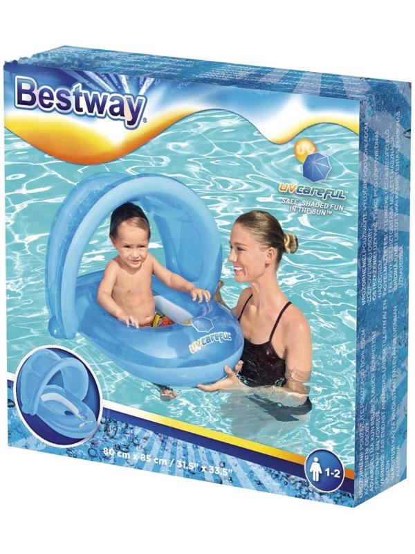 Круг для плавания с сиденьем и тентом от солнца, 80 х 85 см, цвета МИКС, 34091 Bestway