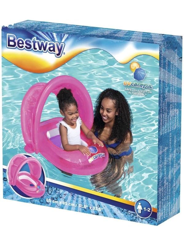 Круг для плавания с сиденьем и тентом от солнца, 80 х 85 см, цвета МИКС, 34091 Bestway