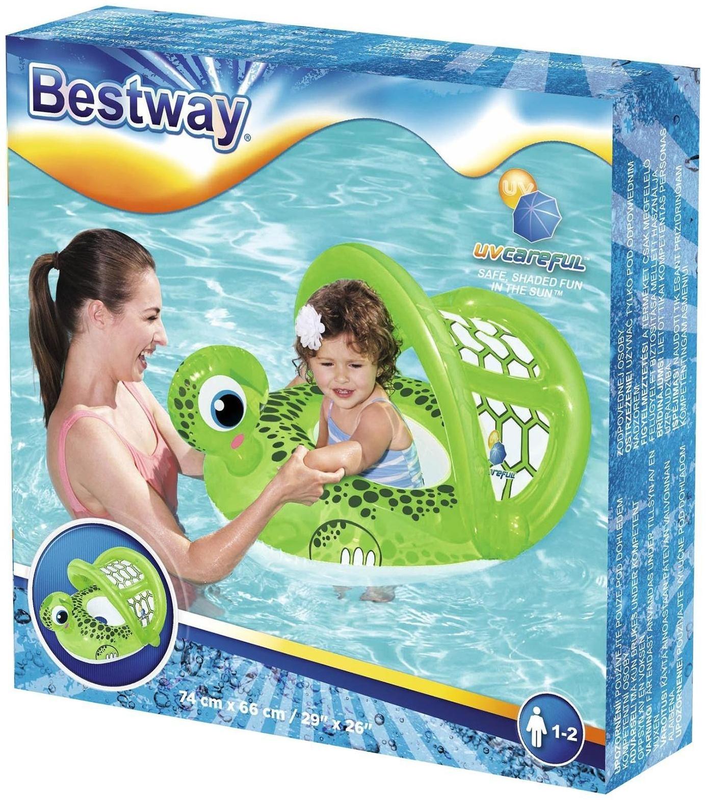 Круг для плавания «Черепаха», с сиденьем и тентом , 74 х 66 см, от 1-2 лет, 34094 Bestway