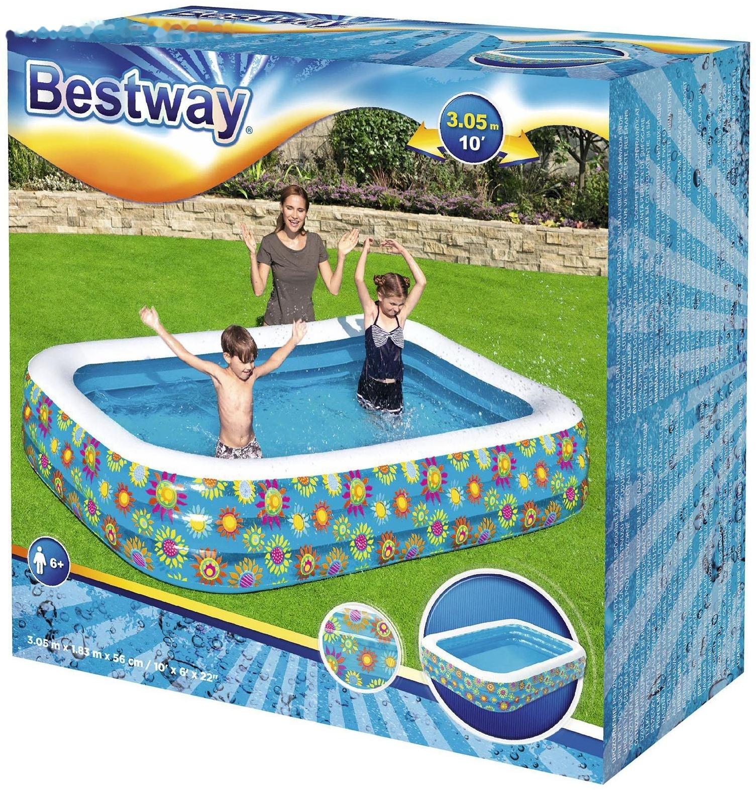 Бассейн надувной «Цветочный мир», 305 х 183 х 56 см, от 6 лет, 54121 Bestway