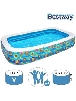 Бассейн надувной «Цветочный мир», 305 х 183 х 56 см, от 6 лет, 54121 Bestway