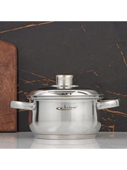 Кастрюля «Гретта», 1,8 л, d=16 см, металлическая крышка, капсульное дно, индукция, цвет серебряный