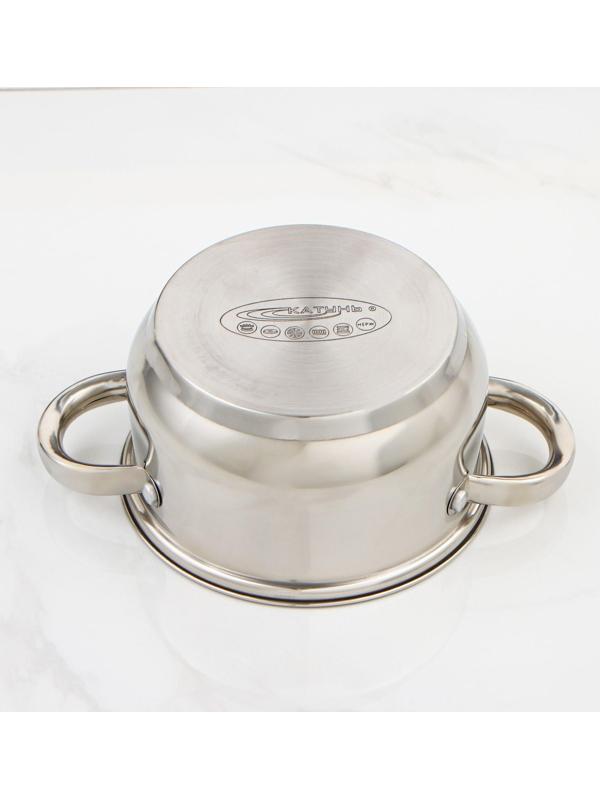 Кастрюля «Гретта», 1,8 л, d=16 см, металлическая крышка, капсульное дно, индукция, цвет серебряный