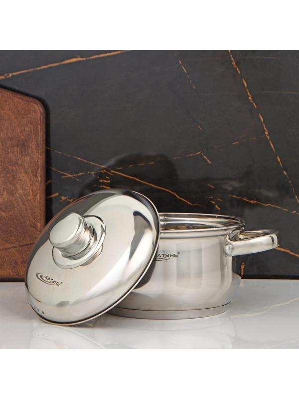 Кастрюля «Гретта», 1,8 л, d=16 см, металлическая крышка, капсульное дно, индукция, цвет серебряный