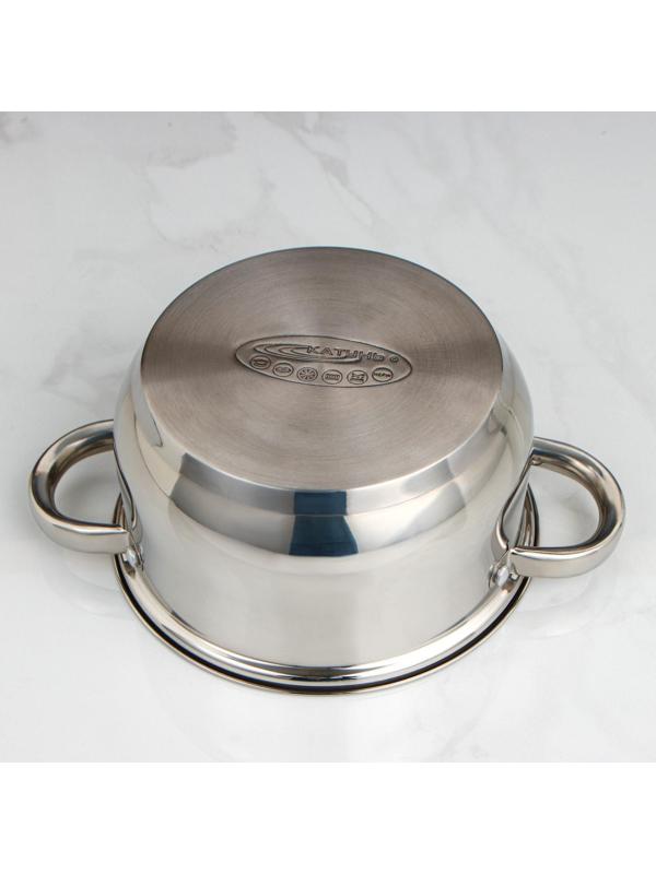 Кастрюля «Гретта», 2,5 л, d=18 см, капсульное дно, металлическая крышка, индукция