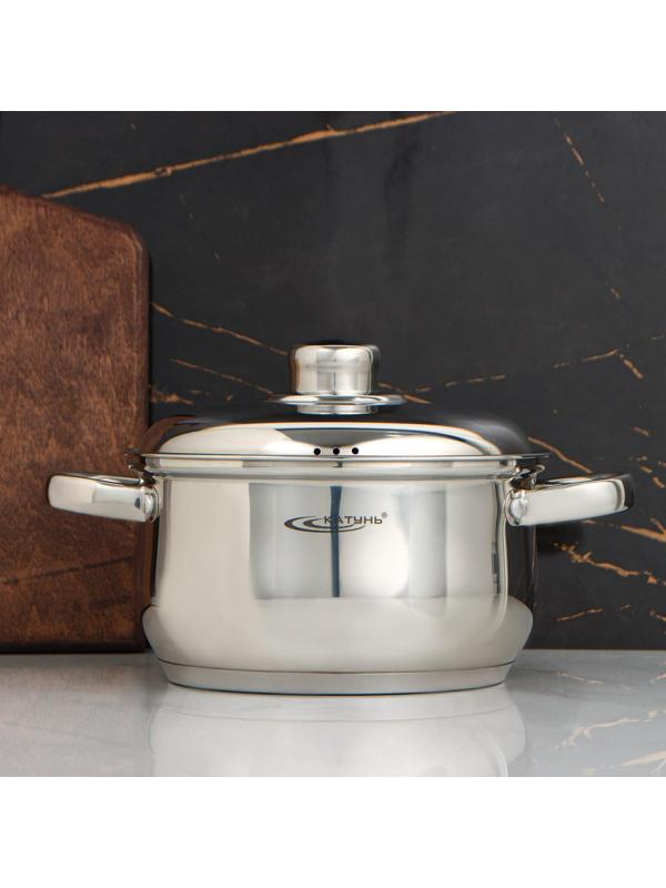 Кастрюля «Гретта», 2,5 л, d=18 см, капсульное дно, металлическая крышка, индукция