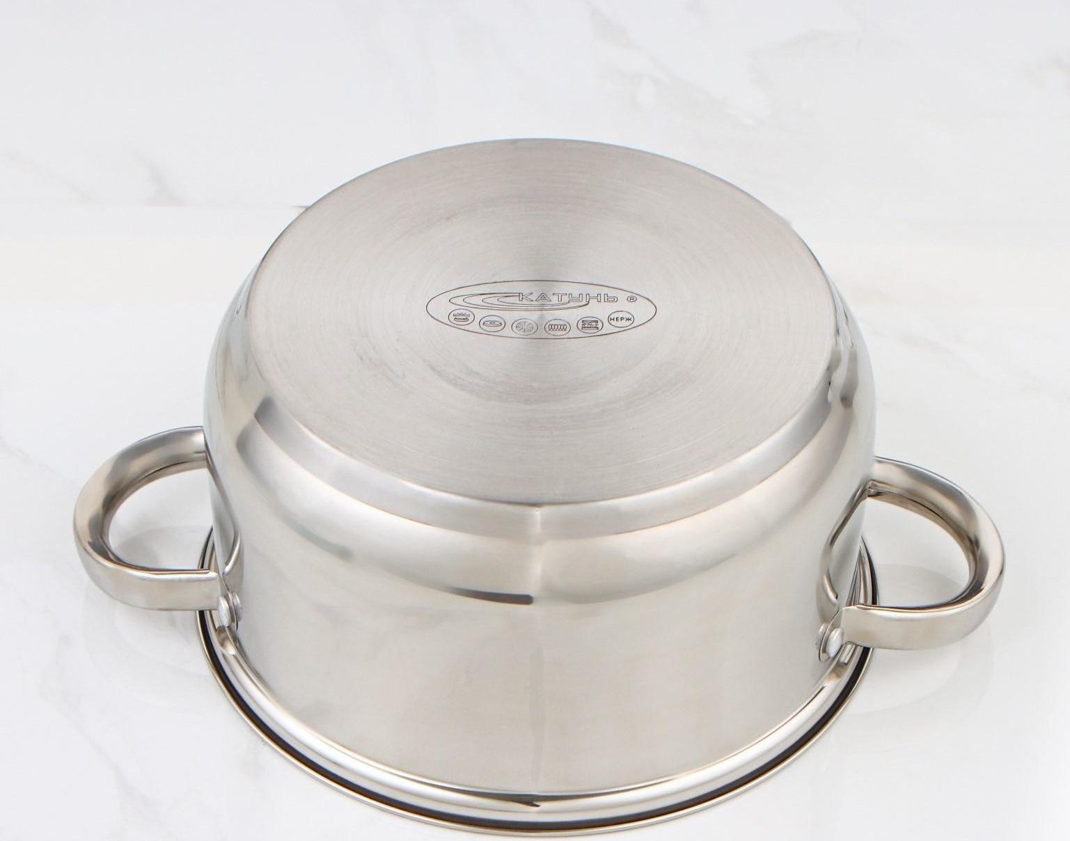 Кастрюля «Гретта», 4,5 л, d=22 см, капсульное дно, металлическая крышка, индукция