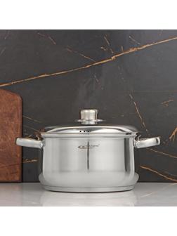 Кастрюля «Гретта», 4,5 л, d=22 см, капсульное дно, металлическая крышка, индукция