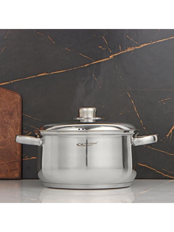 Кастрюля «Гретта», 4,5 л, d=22 см, капсульное дно, металлическая крышка, индукция