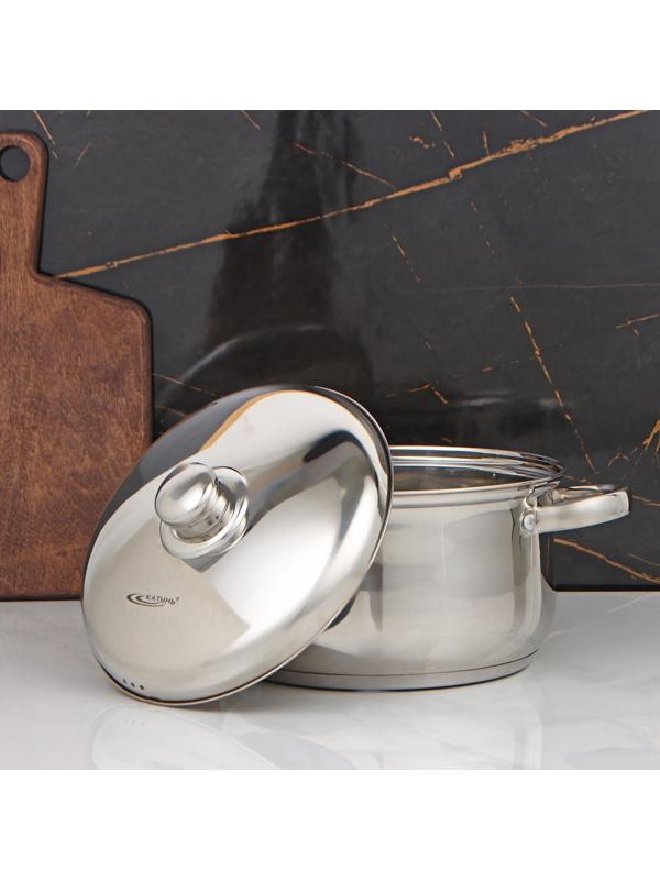 Кастрюля «Гретта», 4,5 л, d=22 см, капсульное дно, металлическая крышка, индукция