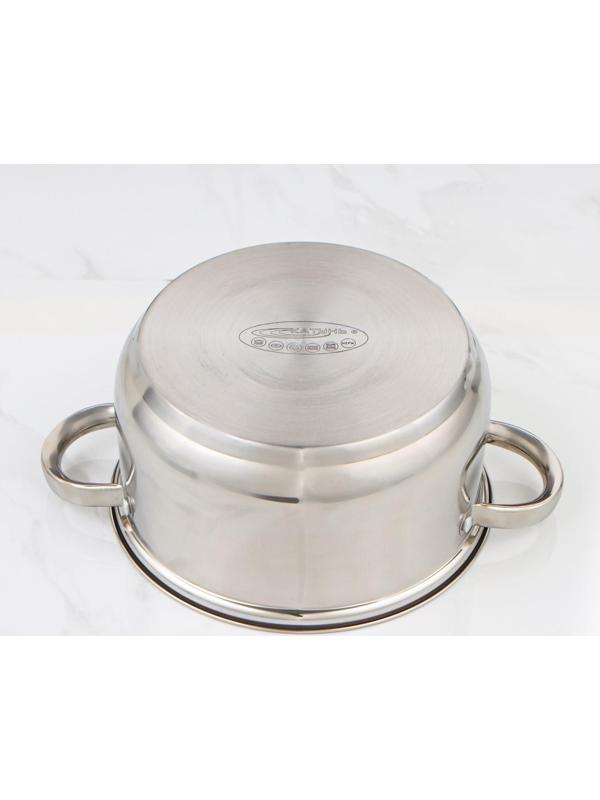 Кастрюля «Гретта», 4,5 л, d=22 см, капсульное дно, металлическая крышка, индукция