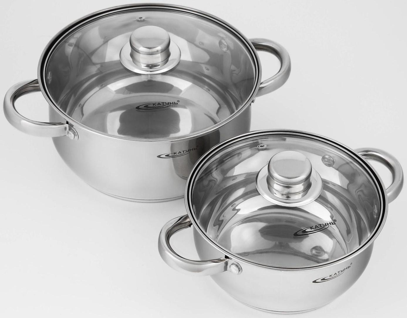 Набор кастрюль «Гретта», 2 предмета: 2,2/4,2 л, капсульное дно, индукция