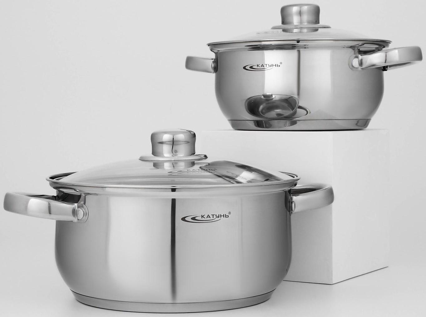 Набор кастрюль «Гретта», 2 предмета: 2,2/4,2 л, капсульное дно, индукция