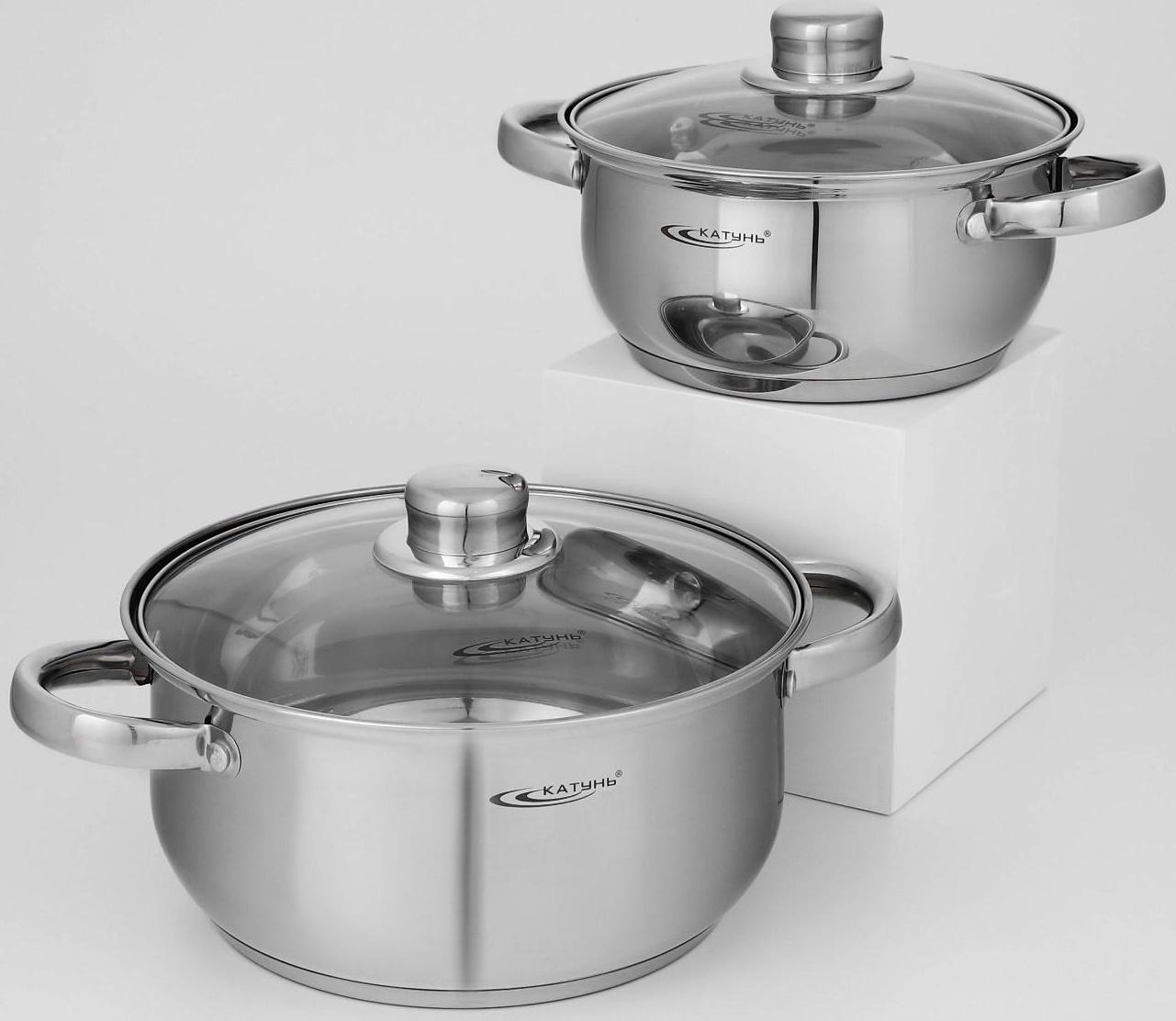 Набор кастрюль «Гретта», 2 предмета: 2,2/4,2 л, капсульное дно, индукция