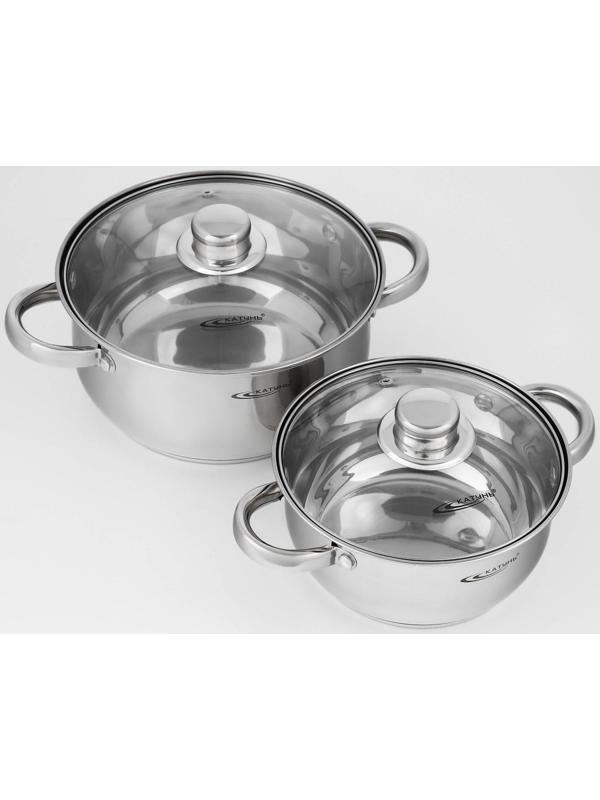 Набор кастрюль «Гретта», 2 предмета: 2,2/4,2 л, капсульное дно, индукция