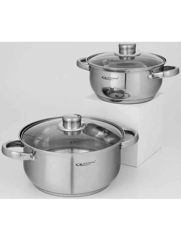 Набор кастрюль «Гретта», 2 предмета: 2,2/4,2 л, капсульное дно, индукция