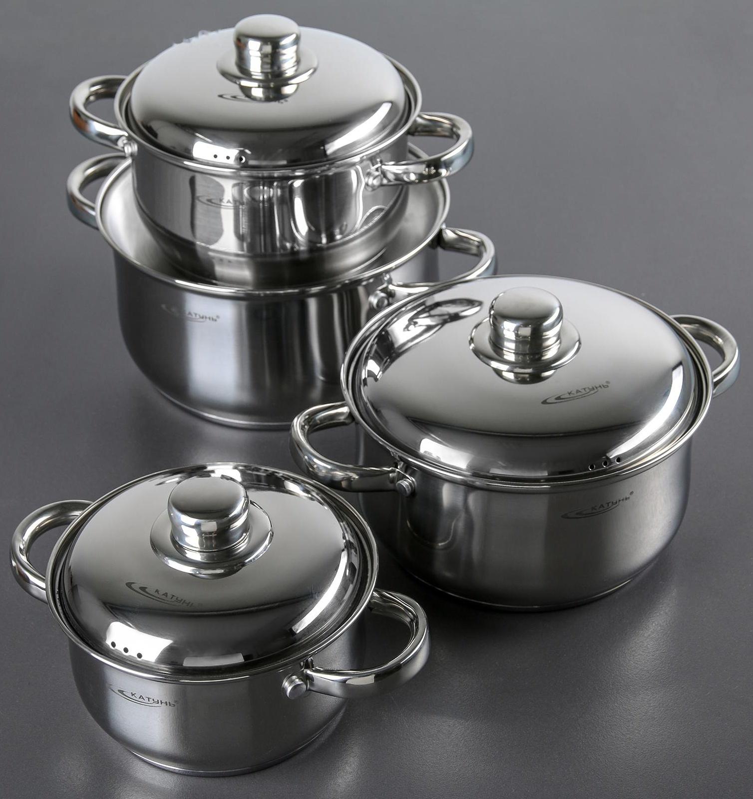 Набор кастрюль «Гретта», 4 предмета: 1,8 л, 2,5 л, 3,4 л, 4,5 л, металлические крышки, капсульное дно, индукция