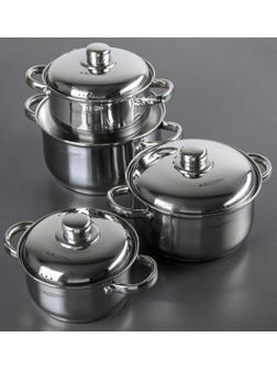 Набор кастрюль «Гретта», 4 предмета: 1,8 л, 2,5 л, 3,4 л, 4,5 л, металлические крышки, капсульное дно, индукция