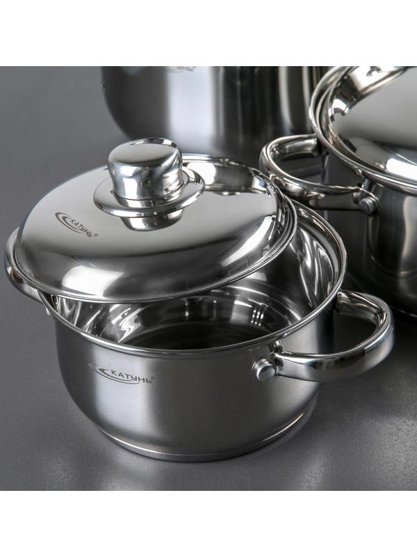 Набор кастрюль «Гретта», 4 предмета: 1,8 л, 2,5 л, 3,4 л, 4,5 л, металлические крышки, капсульное дно, индукция