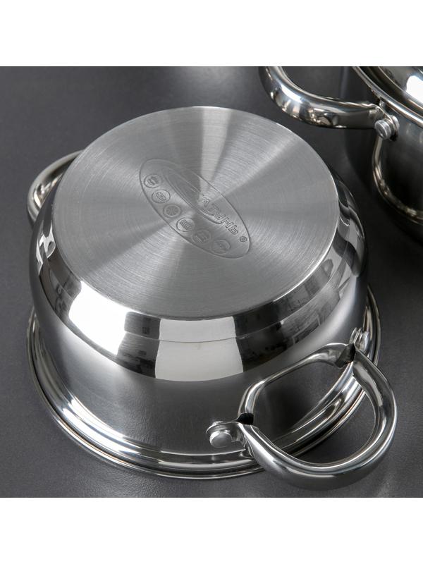 Набор кастрюль «Гретта», 4 предмета: 1,8 л, 2,5 л, 3,4 л, 4,5 л, металлические крышки, капсульное дно, индукция