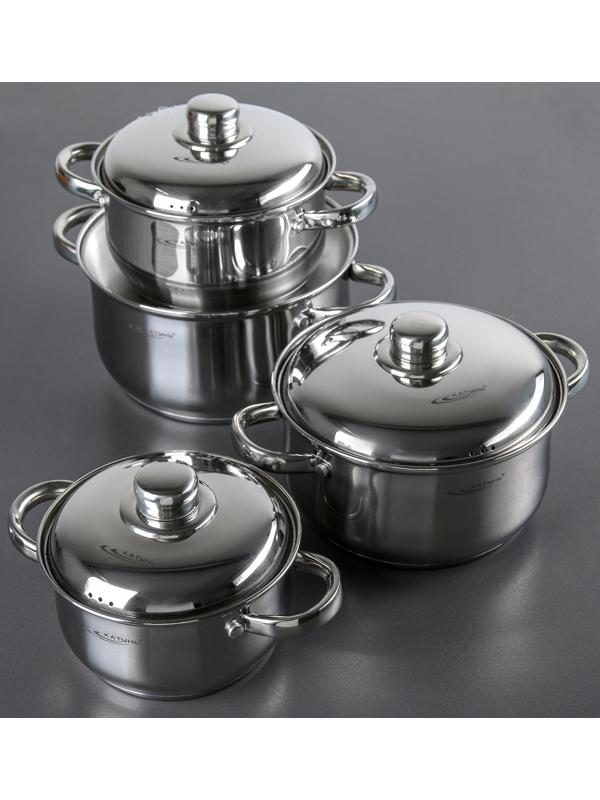 Набор кастрюль «Гретта», 4 предмета: 1,8 л, 2,5 л, 3,4 л, 4,5 л, металлические крышки, капсульное дно, индукция