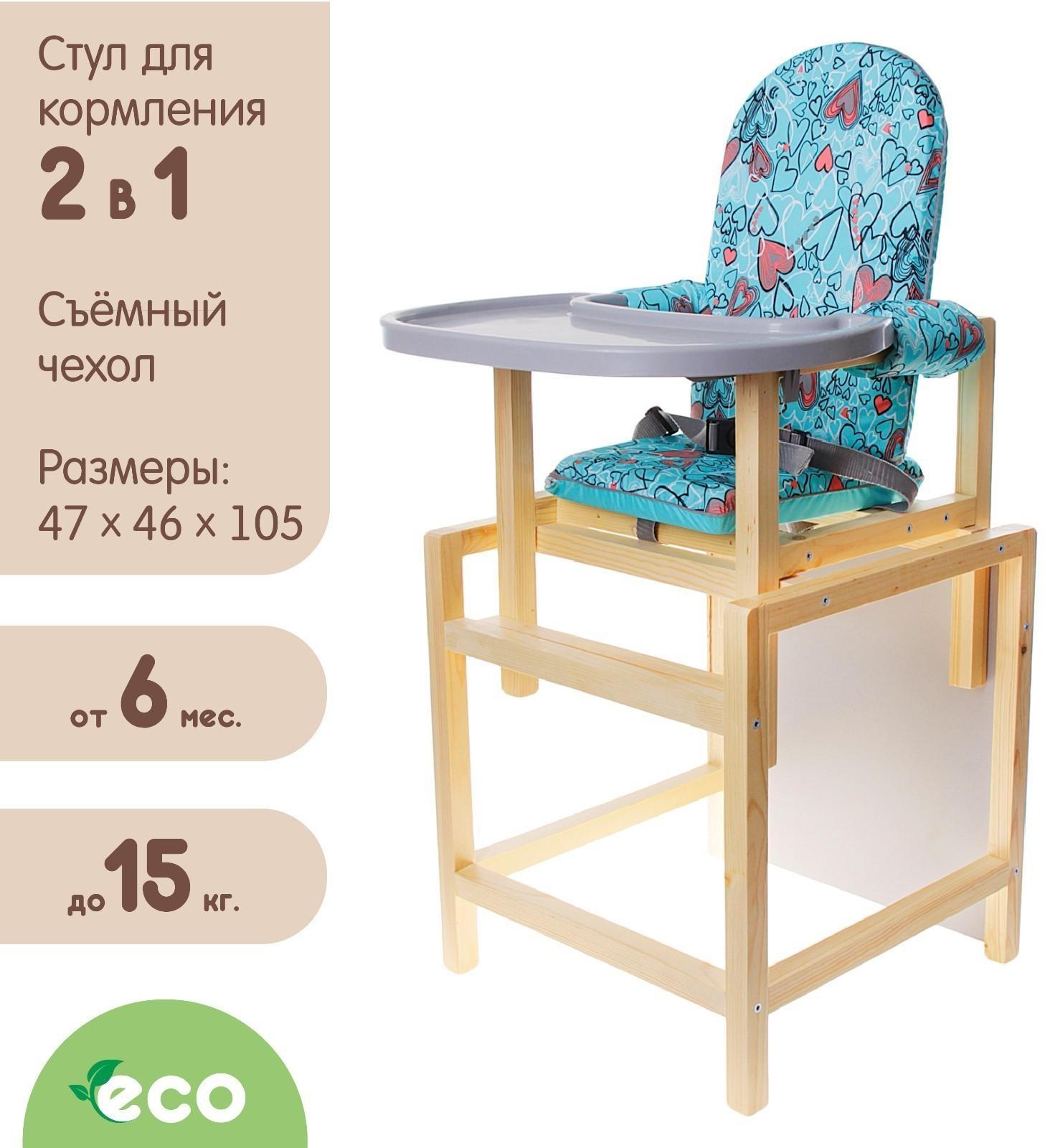 Стульчик для кормления «СТД-07», трансформер, цвет бирюзовый, рисунок МИКС