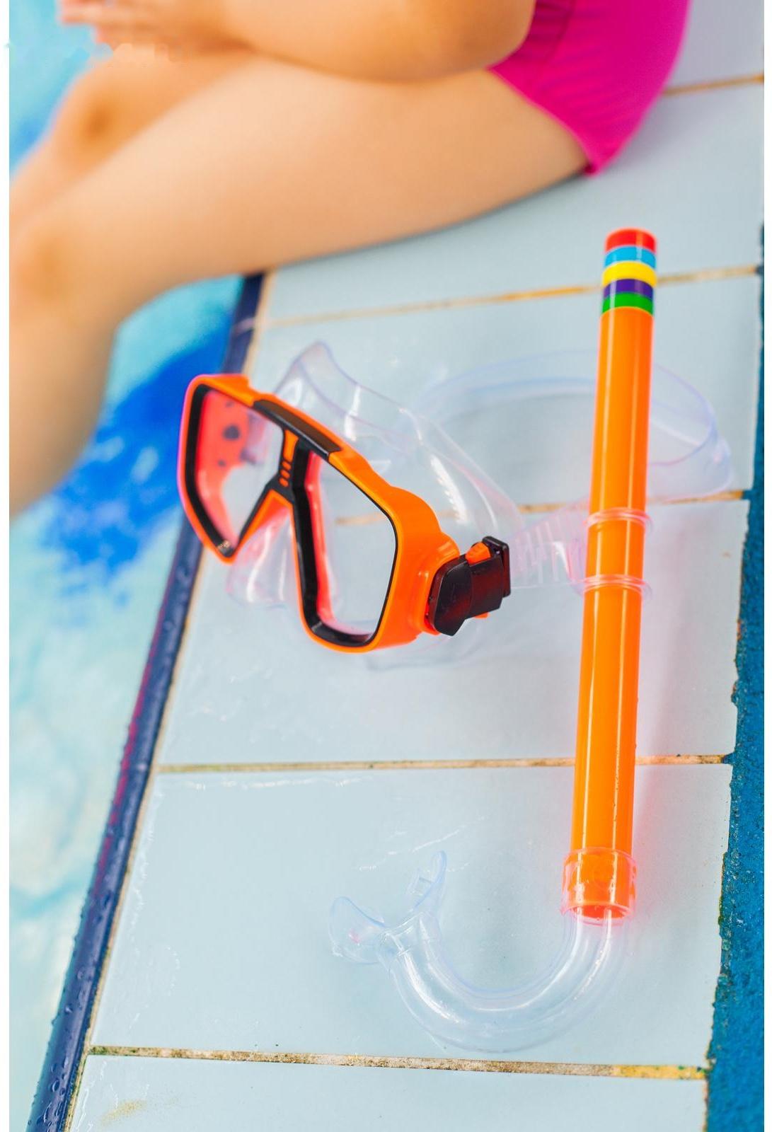 Набор для плавания детский: маска+трубка+ласты безразмерные, цвета микс