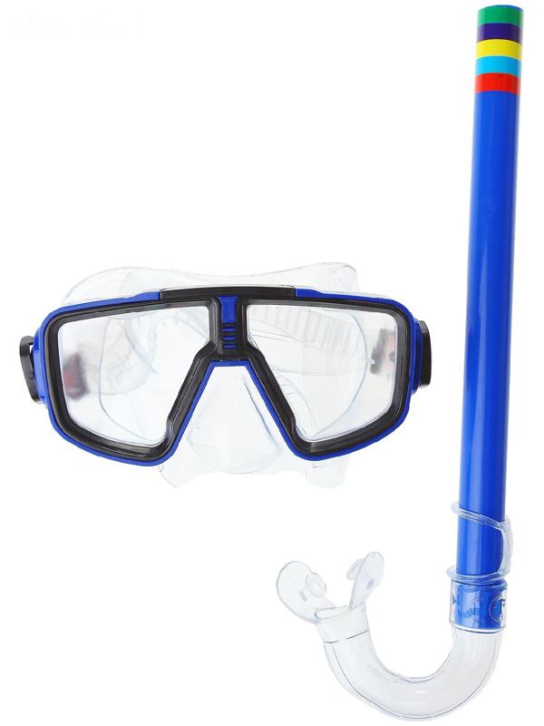 Набор для плавания детский: маска+трубка+ласты безразмерные, цвета микс