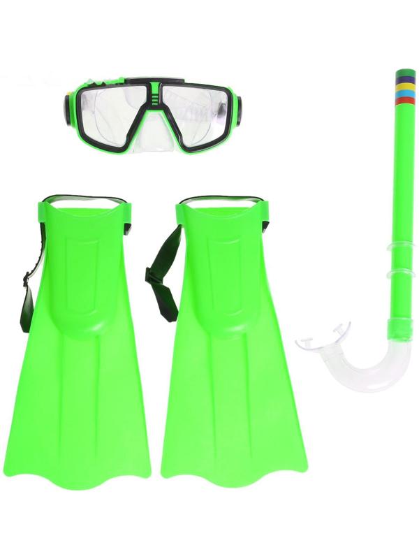 Набор для плавания детский: маска+трубка+ласты безразмерные, цвета микс