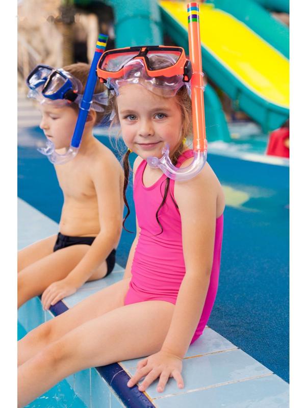 Набор для плавания детский: маска+трубка+ласты безразмерные, цвета микс