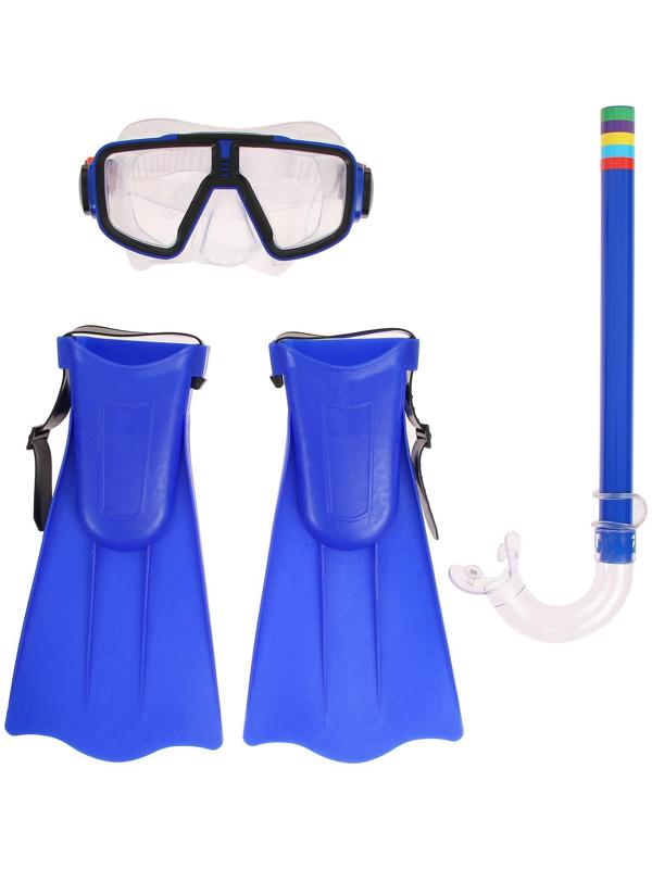 Набор для плавания детский: маска+трубка+ласты безразмерные, цвета микс