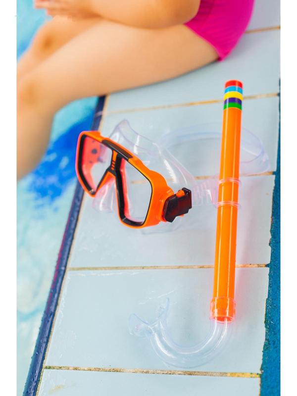 Набор для плавания детский: маска+трубка+ласты безразмерные, цвета микс