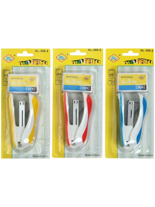 Степлер №24/6 и скобы №24/6, блистер, МИКС