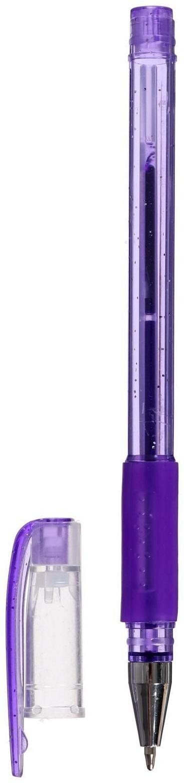 Набор гелевых ручек, 6 цветов, с блёстками, с резиновым держателем, в блистере