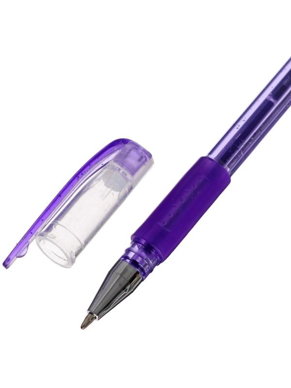 Набор гелевых ручек, 6 цветов, с блёстками, с резиновым держателем, в блистере