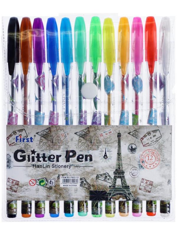 Набор гелевых ручек, 12 цветов, металлик